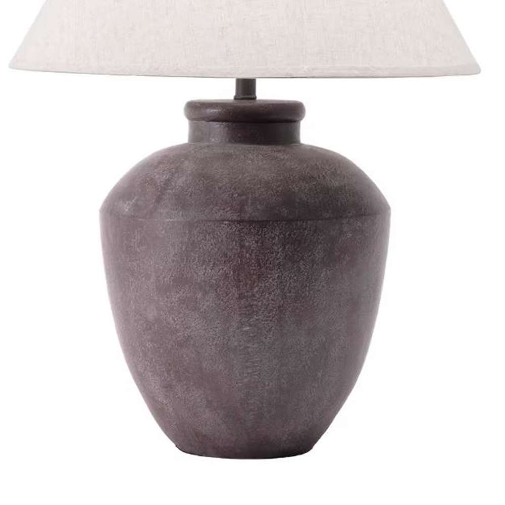 Lindos 30 in. Gray Resin Contemporary Table Lamp with Shade