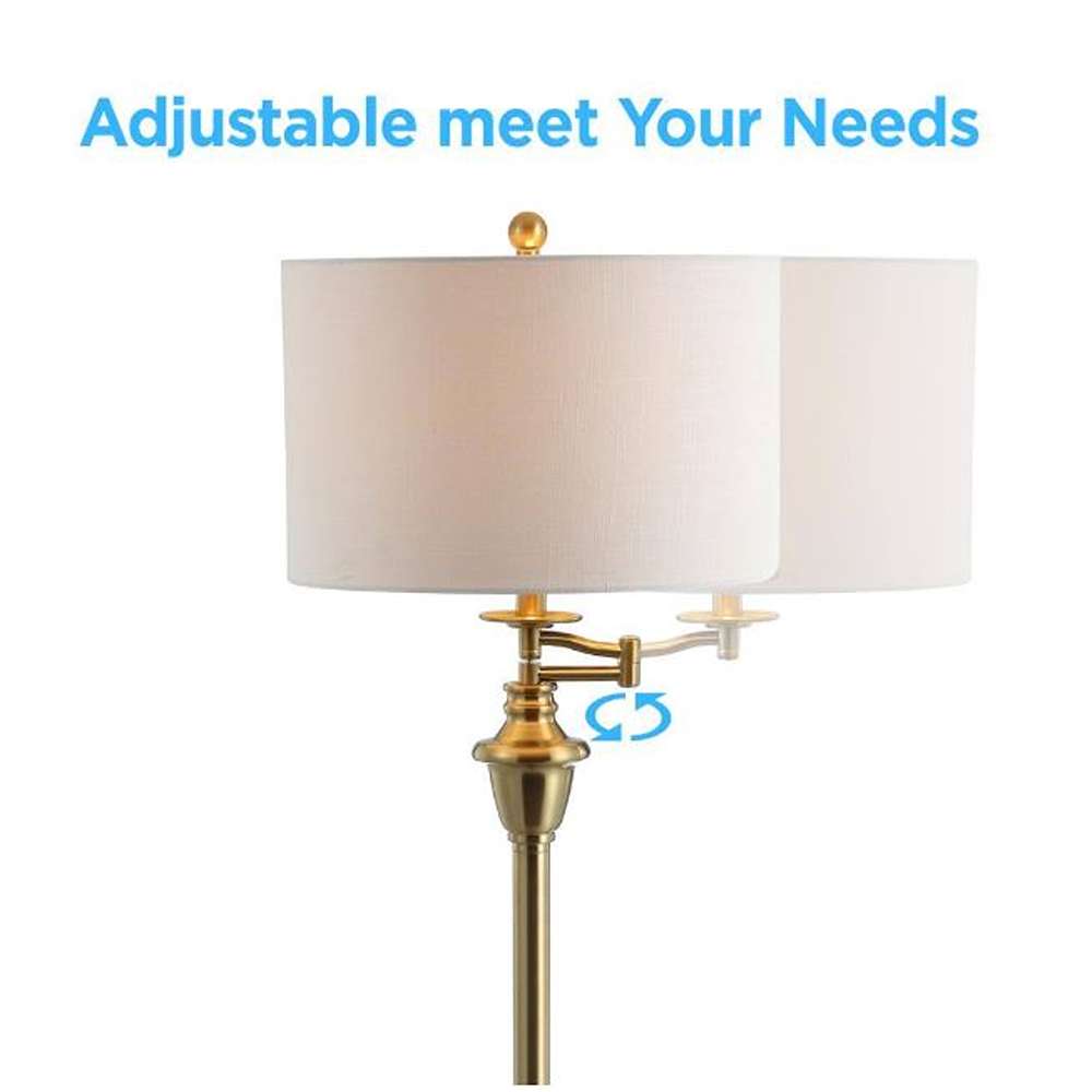 Cora 60 in. Metal/Glass LED Side Table and Floor Lamp, Brass