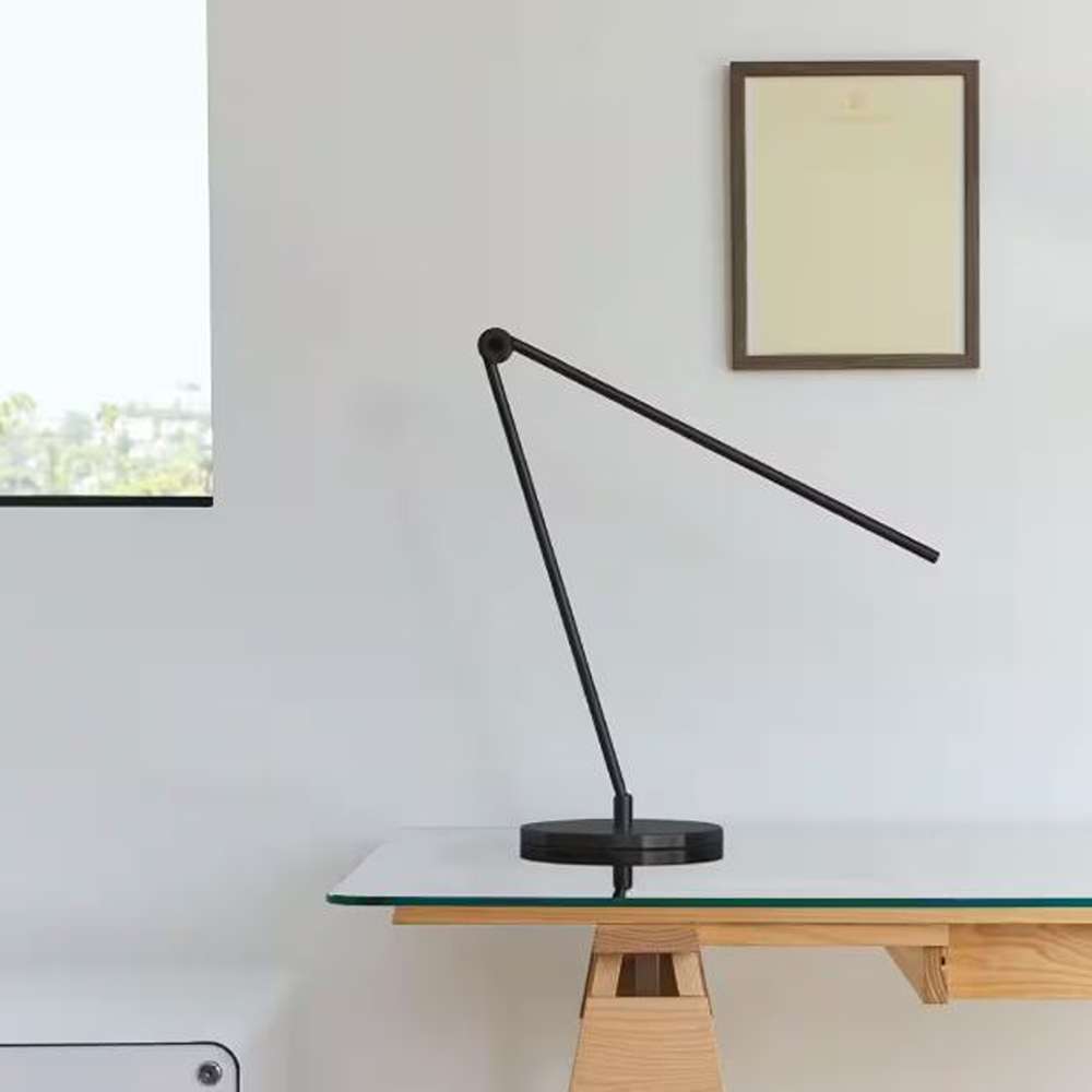 Libra 39 in. Classic Black Dimmable LED Industrial Desk Lamp with USB Port and Adjustable Lamp Head